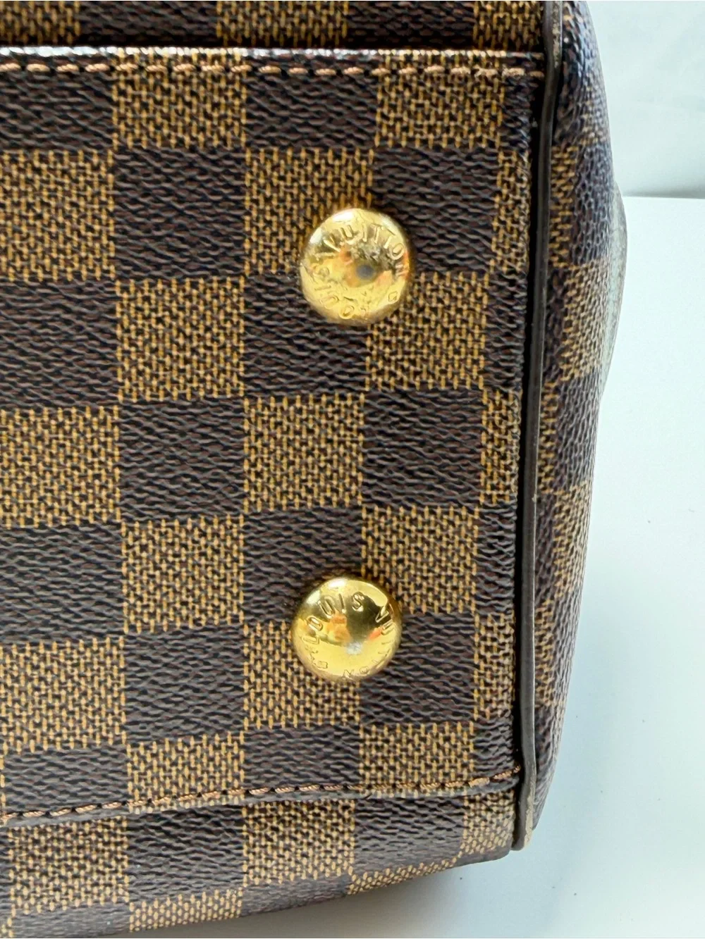 Louis Vuitton trevi  cloth Satchel with Gold Hardware